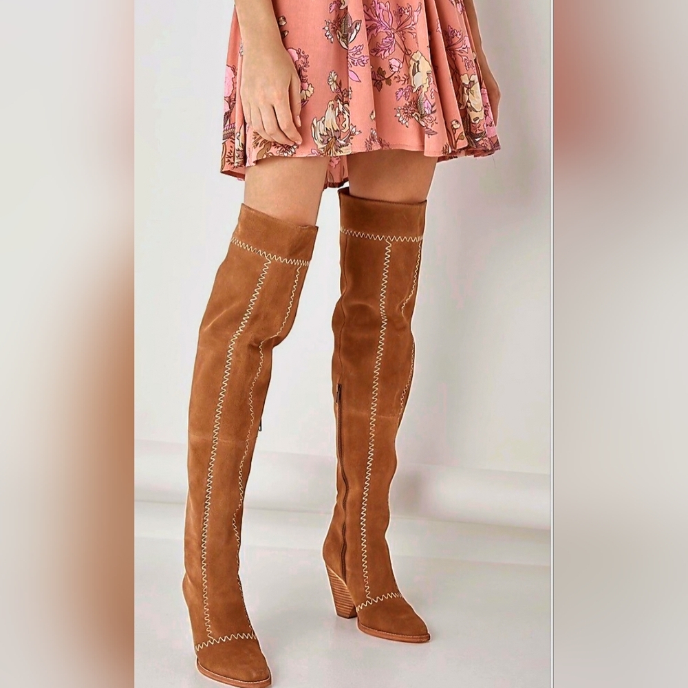 Spell & The Gypsy Zephyr Tan Over the Knee Boots Size 40 NEW - Picture 6 of 13